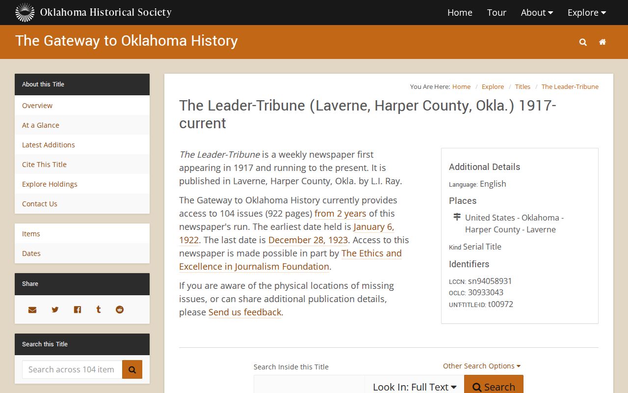 Harper County crime news research through the Leader-Tribune archive